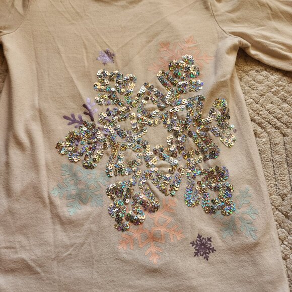 ❄️ Wonder Nation Girls Sequin Snowflake Long Sleeve Top – Size LG (10–12) - Picture 4 of 13